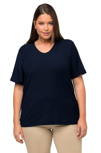 Ulla Popken Damen T-shirt With Wave Jacquard T Shirts, Marine, 46-48 EU von Ulla Popken