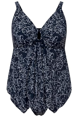 Ulla Popken, Damen, große Größen, Tankini, Blumen, Softcups, Zipfelsaum, Zierring von Ulla Popken