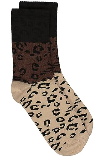 Ulla Popken Damen Tennissocken, Leoprint Strümpfe, Hellbraun, Einheitsgröße von Ulla Popken