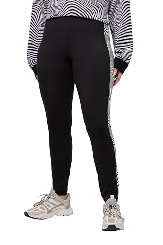 Ulla Popken Damen Thermo-Funktionsleggings Seitenstreifen Jerseyleggings, schwarz, 40W x 32L von Ulla Popken