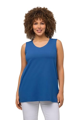 Ulla Popken Damen Top, A-linie, V-ausschnitt, Ärmellos T-Shirts, Grau Blau, 46-48 EU von Ulla Popken