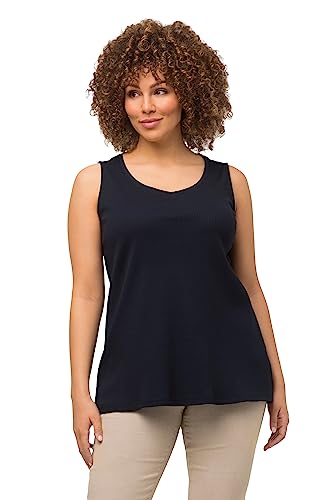 Ulla Popken Damen Top, Rippe, Classic Trägershirt/Cami Shirt, Marine, 48/50 von Ulla Popken