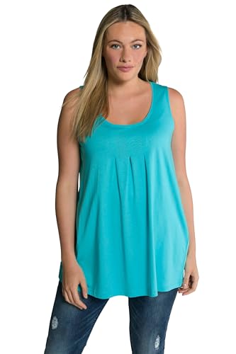 Ulla Popken Damen Top, Zierfalten, A-Linie, Rundhals, ärmellos, Modal T-Shirt, Tiefes Aqua, 46-48 von Ulla Popken