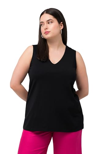 Ulla Popken Damen Top mit V Ausschnitt T-Shirts, Schwarz, 46-48 von Ulla Popken