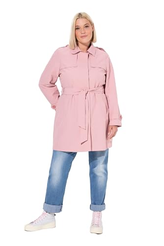 Ulla Popken Damen Trenchcoat, A-linie, Hemdkragen, Bindegürtel Mäntel, Zartes Altrosa, 42-44 EU von Ulla Popken