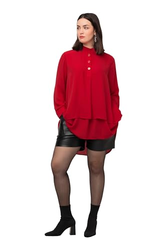 Ulla Popken Damen Tunika Volant mit Langarm Blusen, rot, 54-56 von Ulla Popken