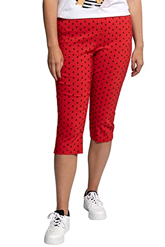 Ulla Popken Damen Ulla Popken, Damen, Große Größen, Bengalin Capri mit Punkten Hose, Rot, 54 EU von Ulla Popken