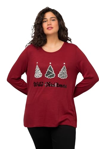 Ulla Popken Damen Wild Christmas Sweatshirts, Burgunderrot, 42-44 von Ulla Popken