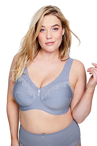 Ulla Popken Damen große Größen Übergrößen Plus Size Entlastungs-BH, ohne Bügel, Strassanhänger, Cup C - G taubenblau 115C 658495712-115C von Ulla Popken