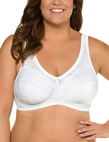 Ulla Popken Damen Entlastungs-bh, Ohne Bügel, Strassanhänger, Cup C - Bügelloser BH, Weiß, 115F EU von Ulla Popken