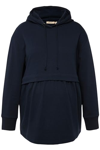 Ulla Popken Damen große Größen Übergrößen Bellieva Hoodie, GOTS, A-Line, Still-Funktion, Kapuze, Langarm, Biobaumwolle Marine 50+ 825394130-50+ von Ulla Popken