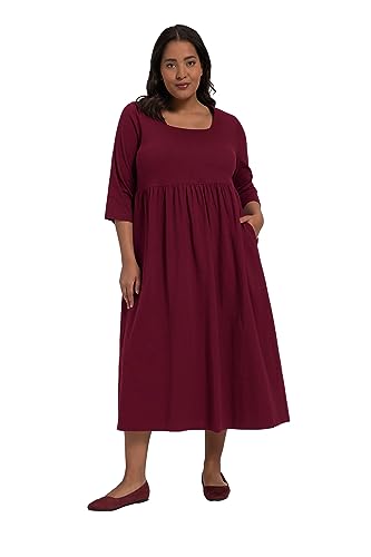 Ulla Popken Damen große Größen Übergrößen Jerseykleid, A-Line, Empirenaht, Taschen, Carree-Ausschnitt, 3/4-Arm Dunkles lila 54+ 818144875-54+ von Ulla Popken