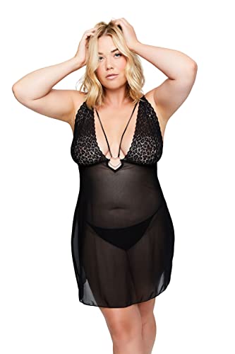 Ulla Popken Damen große Größen Übergrößen Plus Size 2-TLG. Set, Négligé & String, elastische Qualität schwarz 50+ 802793130-50+ von Ulla Popken