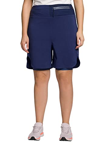 Ulla Popken Damen große Größen Übergrößen Plus Size 2-in-1-Funktionsshorts, Zipptasche, Reflektor, Karabiner Nachtblau 58+ 806632740-58+ von Ulla Popken