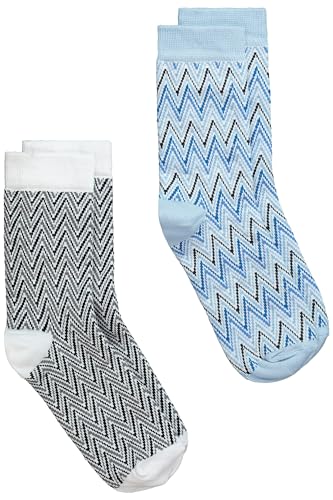 Ulla Popken Damen große Größen Übergrößen Plus Size 2er Pack Strümpfe mit Zickzackprint multicolor 35-38 824041900-1+ von Ulla Popken