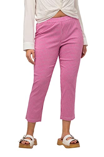 Ulla Popken Damen große Größen Übergrößen Plus Size 7/8-Bengalinhose Sienna, Vichykaro, hochelastisch Fuchsia pink 50 806389810-50 von Ulla Popken