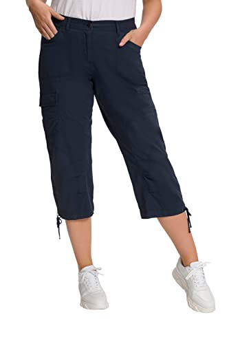 Ulla Popken Damen große Größen Übergrößen Plus Size 7/8-Cargohose, Komfortbund Marine 44 799192130-44 von Ulla Popken