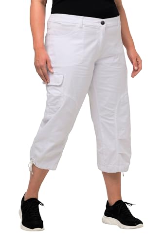 Ulla Popken Damen Stretch Cotton Cargo Crop Pants Cargohose, Schneeweiß, 38W / 32L von Ulla Popken