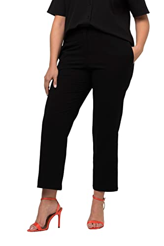 Ulla Popken Damen große Größen Übergrößen Plus Size 7/8-Hose Mandy, Bubble-Qualität, Elastikbund, gerades Bein schwarz 50 816621100-50 von Ulla Popken