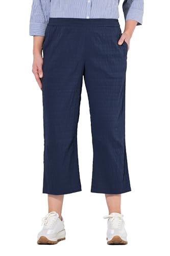 Ulla Popken Damen große Größen Übergrößen Plus Size 7/8-Hose Ruby, geformtes Knie, gerades Bein, Elastikbund Marine 42 839528130-42 von Ulla Popken