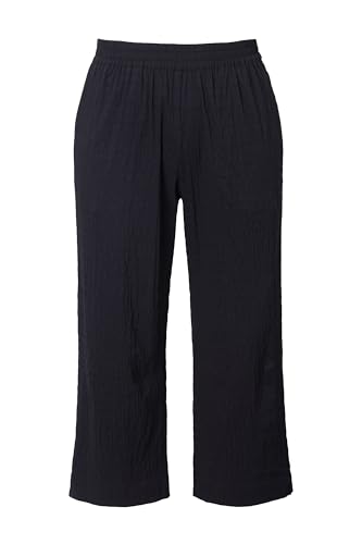 Ulla Popken Damen große Größen Übergrößen Plus Size 7/8-Hose Ruby, geformtes Knie, gerades Bein, Elastikbund schwarz 48 839528100-48 von Ulla Popken