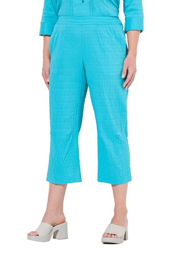 Ulla Popken Damen große Größen Übergrößen Plus Size 7/8-Hose Ruby, geformtes Knie, gerades Bein, Elastikbund tiefes Aqua 50 839528740-50 von Ulla Popken