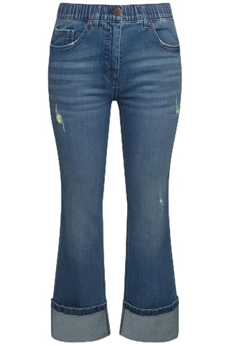 Ulla Popken Damen große Größen Übergrößen Plus Size 7/8-Jeans Mary, weites Bein, Destroy-Effekte Blue Denim 52 830245902-52 von Ulla Popken