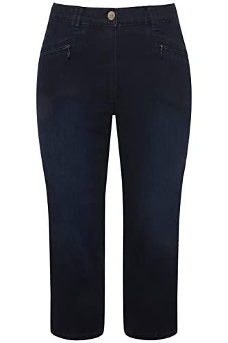 Ulla Popken Damen große Größen Übergrößen Plus Size 7/8-Jeans Mony, Elastikbund, Reißverschlusstaschen Rinsed wash 48 818466906-48 von Ulla Popken