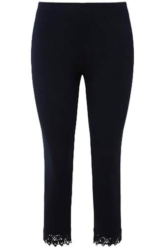 Ulla Popken Damen Eco Cotton Lace Trim Legging, Navy Blau, 32W / 32L von Ulla Popken