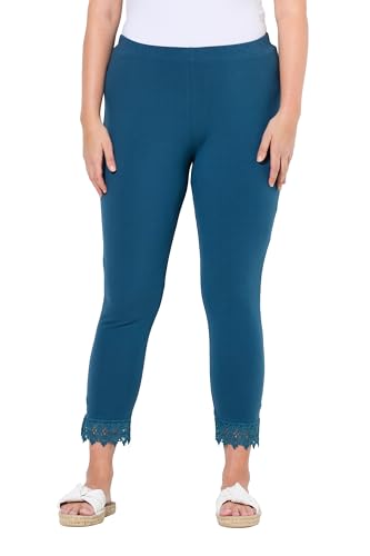 Ulla Popken Damen große Größen Übergrößen Plus Size 7/8-Leggings, Saumspitze, Biobaumwolle von Ulla Popken