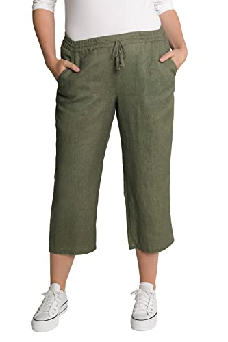 Ulla Popken Damen Cool Linen Capri Pants Hose, Loden Grün, 50W / 32L Ulla Popken Damen Cool Linen Capri Pants Hose, Loden Grün, 50W / 32L von Ulla Popken
