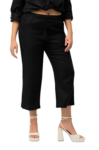 Ulla Popken Damen 7/8-Leinenhose Hose, Schwarz, 62-64 von Ulla Popken