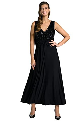 Ulla Popken Damen große Größen Übergrößen Plus Size Abendkleid, Pailletten-Stickerei, Drapierung, ärmellos Orchidee 52 805537810-52 von Ulla Popken