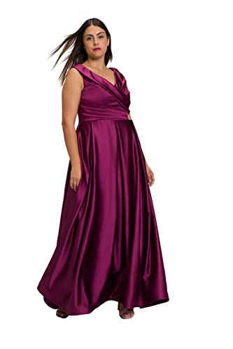 Ulla Popken Damen große Größen Übergrößen Plus Size Abendkleid, drapiert, A-Linie, V-Ausschnitt, ärmellos Fuchsia 46 802843817-46 von Ulla Popken