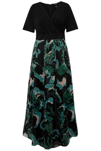 Ulla Popken Damen große Größen Übergrößen Plus Size Ausbrenner-Maxikleid, A-Linie, V-Ausschnitt, Halbarm schwarz 54+ 828339100-54+ von Ulla Popken