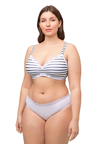 Ulla Popken Damen große Größen Übergrößen Plus Size BH, bügellos, Softschale, Streifen, Cup A-D Nachtblau 95B 790703139-95B von Ulla Popken