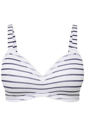 Ulla Popken Damen große Größen Übergrößen Plus Size BH, bügellos, Softschalen, Streifen, Cup A-D Nachtblau 100D 790703139-100D von Ulla Popken