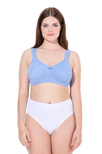 Ulla Popken Damen große Größen Übergrößen Plus Size BH, ohne Bügel, Mikrofaser, breite Träger hellblau 90C 714155719-90C von Ulla Popken