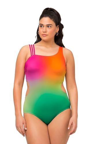 Ulla Popken Damen große Größen Übergrößen Plus Size Badeanzug, Cut-Outs, Softcups, Dreier-Träger grün 44 814498455-44 von Ulla Popken