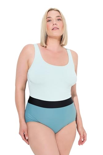 Ulla Popken Damen große Größen Übergrößen Plus Size Badeanzug, Glitzer, ohne Softcups, recycelt eisgrün 56 834963720-56 von Ulla Popken