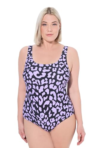 Ulla Popken Damen große Größen Übergrößen Plus Size Badeanzug, Leomuster, ohne Softcups, Rundhals von Ulla Popken