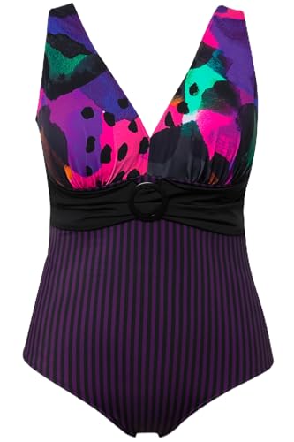 Ulla Popken Damen große Größen Übergrößen Plus Size Badeanzug, Neondruck, Streifen, Softcups, Ring schwarz 46 827619100-46 Ulla Popken Damen große Größen Übergrößen Plus Size Badeanzug, Neondruck, Streifen, Softcups, Ring schwarz 46 827619100-46 von Ulla Popken