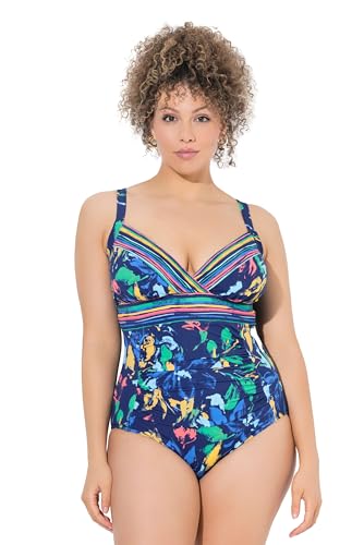 Ulla Popken Damen große Größen Übergrößen Plus Size Badeanzug, Softcups, V-Ausschnitt, Powermesh dunkelindigo 54 837195740-54 von Ulla Popken