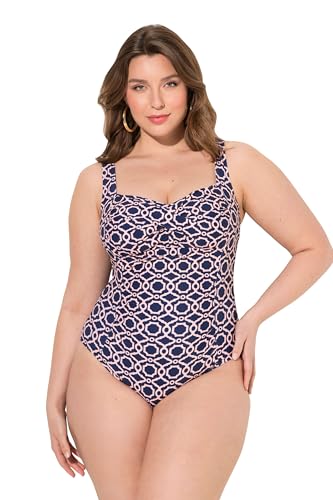 Ulla Popken Damen große Größen Übergrößen Plus Size Badeanzug, drapiert, Softcups, recycelt von Ulla Popken