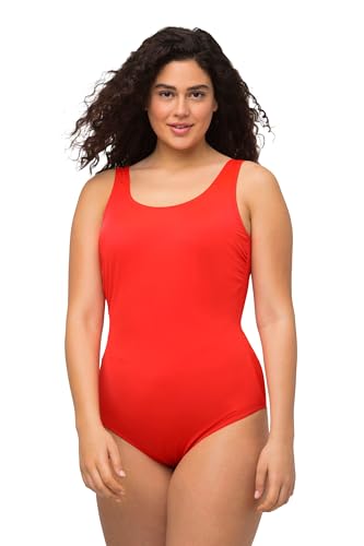 Ulla Popken Damen große Größen Übergrößen Plus Size Badeanzug, extraweiches Futter, seitliche Raffung Paprika 58+ 818434526-58+ von Ulla Popken