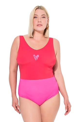 Ulla Popken Damen große Größen Übergrößen Plus Size Badeanzug Alice V-Neck, Glitzerkante von Ulla Popken