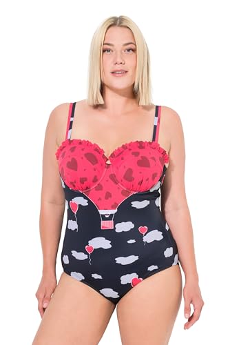 Ulla Popken Damen Chloe, Valentines Edit Badeanzug, Schwarz, 54 EU von Ulla Popken