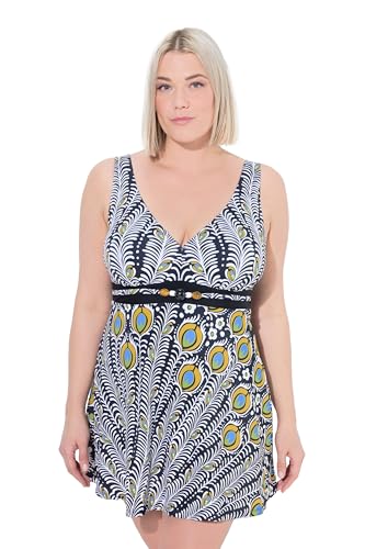 Ulla Popken Damen Badekleid, Amber, Perlendetail, Peacock Badeanzug, Schwarz, 56 EU von Ulla Popken