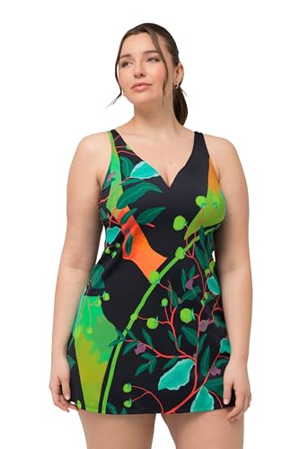 Ulla Popken Damen große Größen Übergrößen Plus Size Badekleid, Blätter, herausnehmbare Softcups, recycelt schwarz 48 826465100-48 Ulla Popken Damen große Größen Übergrößen Plus Size Badekleid, Blätter, herausnehmbare Softcups, recycelt schwarz 48 826465100-48 von Ulla Popken