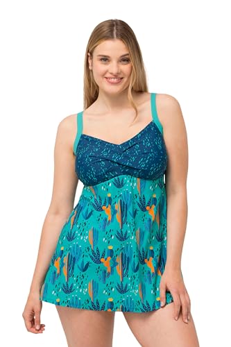 Ulla Popken Damen große Größen Übergrößen Plus Size Badekleid, Kakteen, Softcups, recycelt topas 52 826180442-52 von Ulla Popken